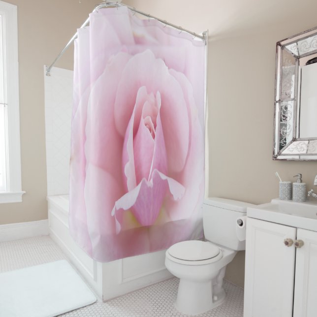 Pastel Pink Rose Shower Curtain (In Situ)