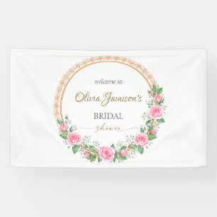 Pastel Pink Roses & Baby’s Breath Bridal Wreath Banner
