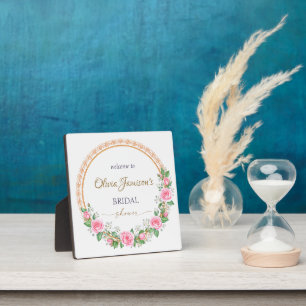 Pastel Pink Roses & Baby’s Breath Bridal Wreath Plaque