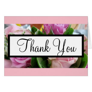 Pastel Pink Roses Monogram Wedding Thank You PHOTO