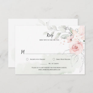 Pastel Pink Roses Pale Green Leaves Floral RSVP