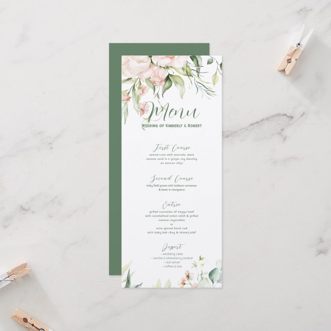 Pastel pink roses wedding frame invitation (Front/Back In Situ)