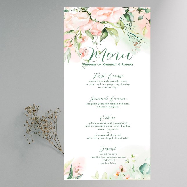 Pastel pink roses wedding frame menu invitation (Creator Uploaded)