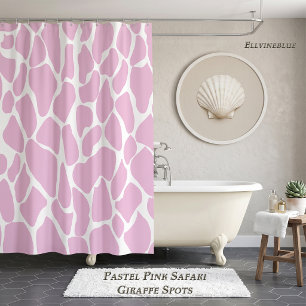 Pastel Pink Safari Giraffe Spots Bathroom Decor Shower Curtain