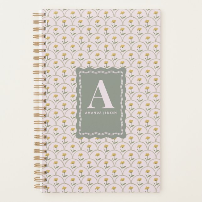 Pastel Pink Scallop Floral Personalised  Planner (Front)