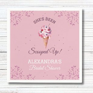 Pastel Pink Scooped Up Ice Cream Bridal Shower Napkin