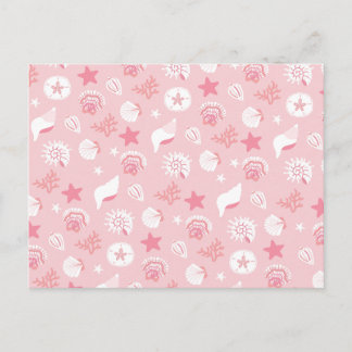 Pastel Pink Sea Shells and Coral Seamless Pattern Postcard