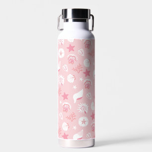 Pastel Pink Sea Shells and Coral Seamless Pattern Water Bottle