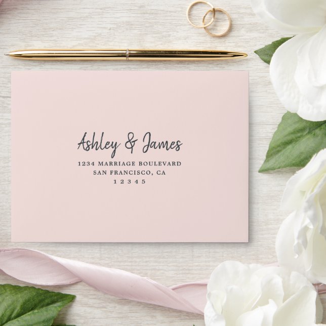 Pastel Pink Self-Addressed RSVP Envelope (Wedding)
