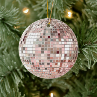 Pastel Pink & Silver Disco Ball Ceramic Tree Decoration