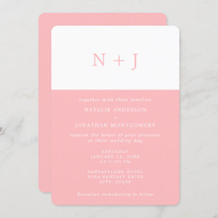 pastel pink Simple Elegant Classic Minimal Wedding Invitation