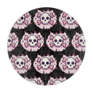Pastel Pink Skull and Crossbones Cutting Board
