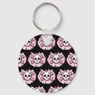 Pastel Pink Skull and Crossbones Key Ring