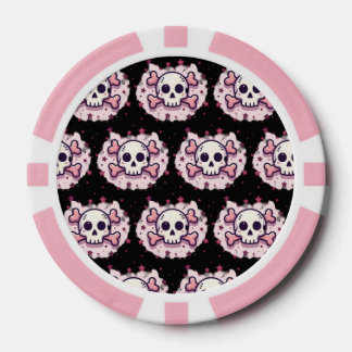 Pastel Pink Skull and Crossbones Poker Chips