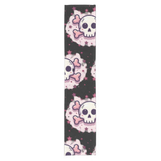Pastel Pink Skull and Crossbones Short Table Runner
