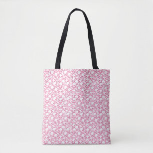 Pastel Pink Skull Pattern Tote Bag