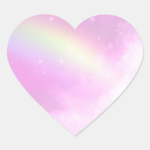 Pastel Pink Sky with Yellow Rainbow Heart Sticker