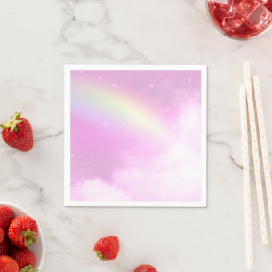 Pastel Pink Sky with Yellow Rainbow Napkin