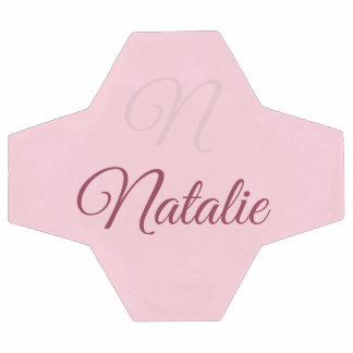 Pastel pink solid colour monogrammed soccer ball