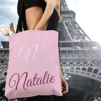 Pastel pink solid colour monogrammed