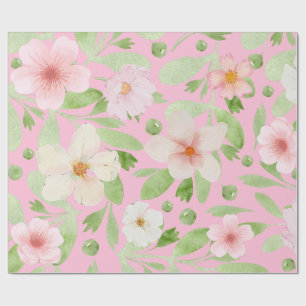 Pastel Pink Spring Floral Pattern Wrapping Paper