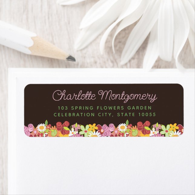 Pastel Pink Spring Flowers Garden Return Address (Insitu)