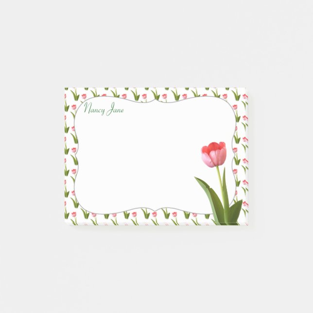 Pastel Pink Spring Tulip Floral Photography Post-it Notes (Front)