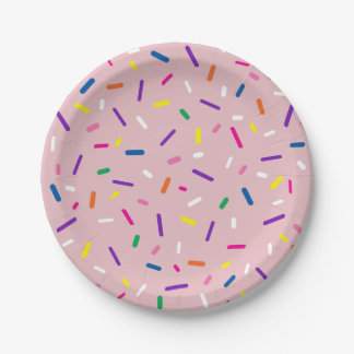 Pastel Pink Sprinkles Paper Plate