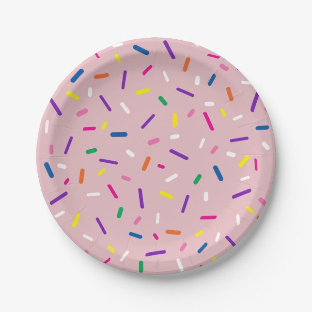 Pastel Pink Sprinkles Paper Plate (Front)