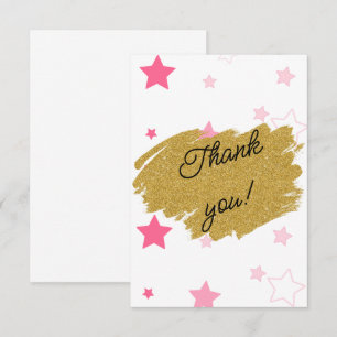 Pastel Pink Stars Gold Thank You Card