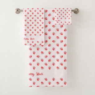 Pastel Pink Strawberry with Bow Pattern Towel