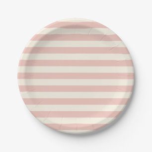Pastel Pink Stripe Pattern Modern Minimalist Paper Plate