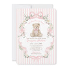 Pastel Pink Stripe Teddy Bear Girl Baby Shower