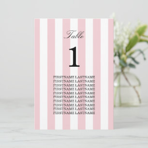 Pastel Pink Stripes Guest Names Table Card