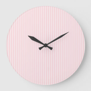 Pastel Pink Stripes. Large Clock