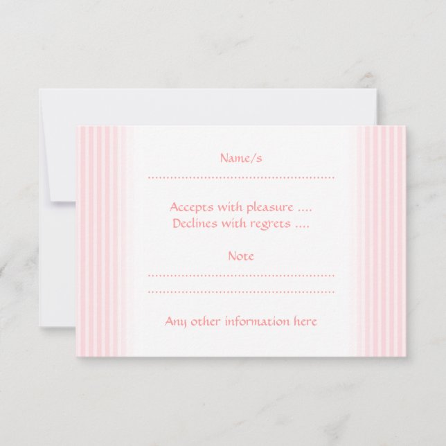 Pastel Pink Stripes. RSVP Card (Front)