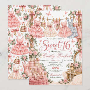 Pastel Pink Sweet 16 Dress-Up Party Invitation