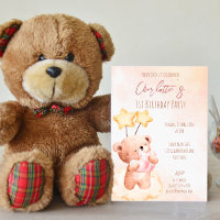 Pastel pink sweet teddy bear birthday party