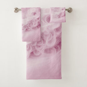 Pastel Pink Swirl Abstract Bath Towel Set