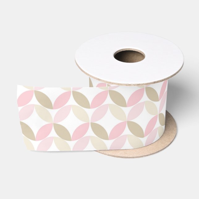 PASTEL PINK & TAN PATTERNS SATIN RIBBON (Spool)