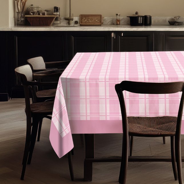 Pastel Pink Tartan Tablecloth for Cosy Gatherings (Pastel Pink Tartan Tablecloth for Cozy Gatherings)