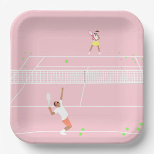 Pastel Pink Tennis Match Paper Plate