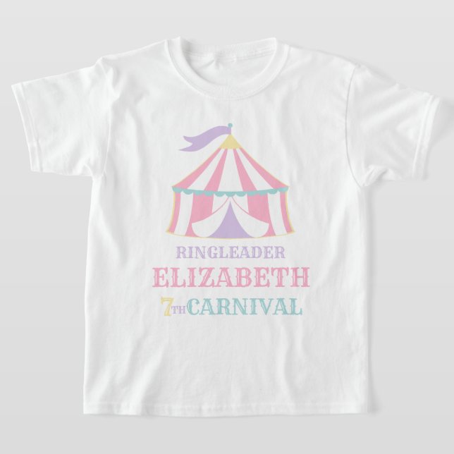Pastel Pink Tent Circus Carnival Birthday Shirt (Laydown)