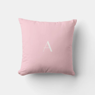 Pastel Pink Throw Pillow w White Monogram