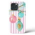 Pastel Pink Ticking Stripe Christmas Ornament