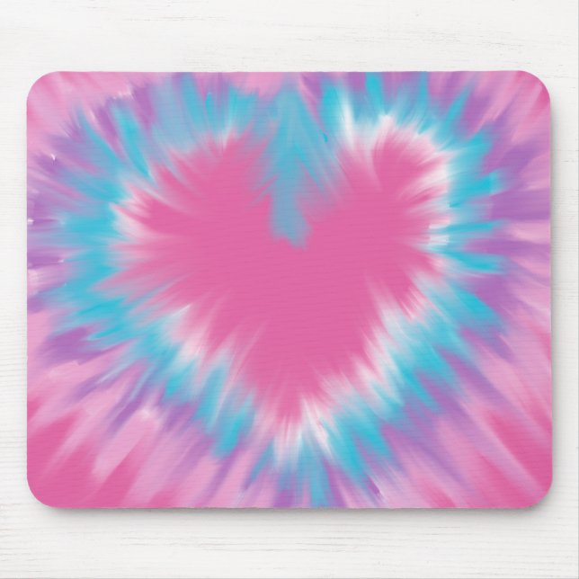 Pastel Pink tie-dye heart  Mouse Pad (Front)