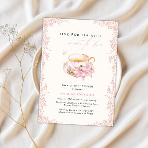 Pastel Pink Time for tea Mum-to-be baby shower Invitation