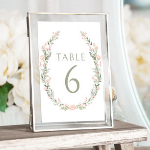 Pastel pink tiny flowers wedding table numbers