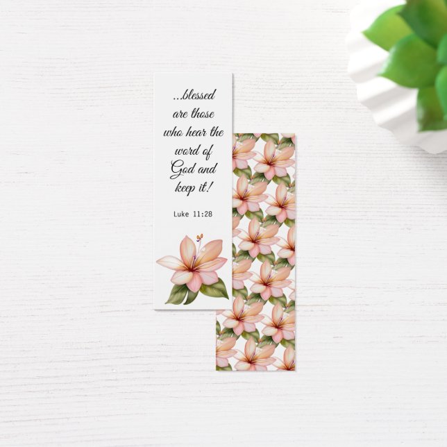 Pastel Pink Tropical Floral Elegant Bible Verse (Desk)