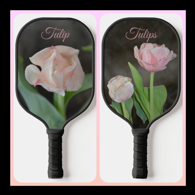 Pastel Pink Tulips Elegant Floral Botanical Pickleball Paddle (Creator Uploaded)